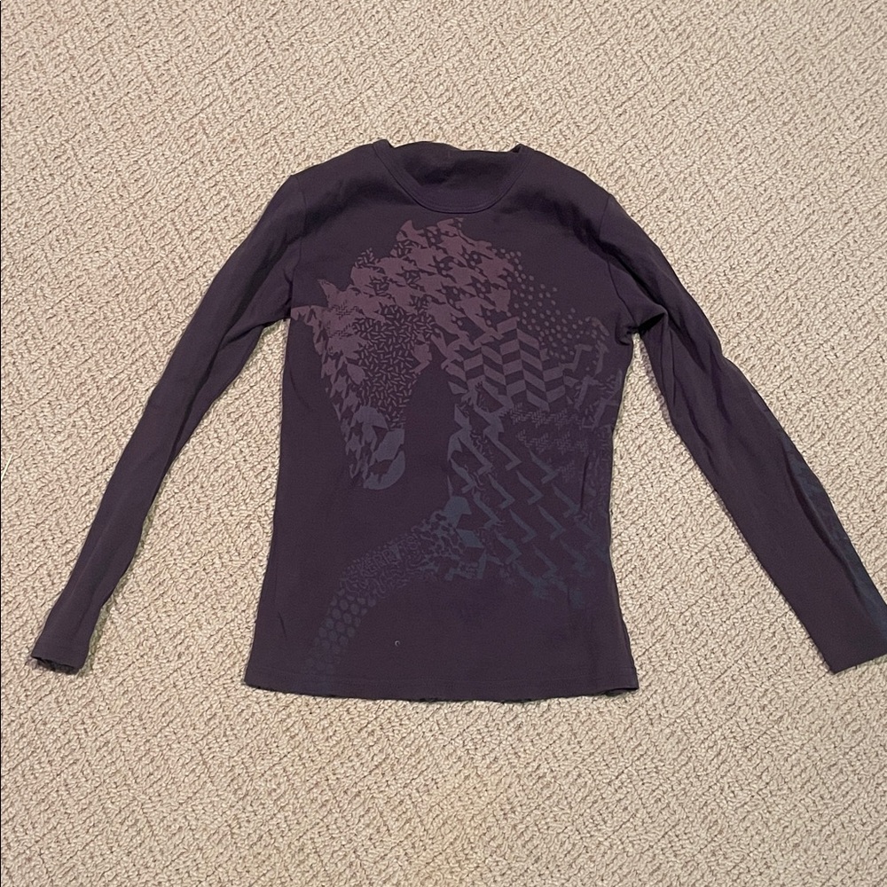 Purple Long Sleeve Girls Horse Shirt